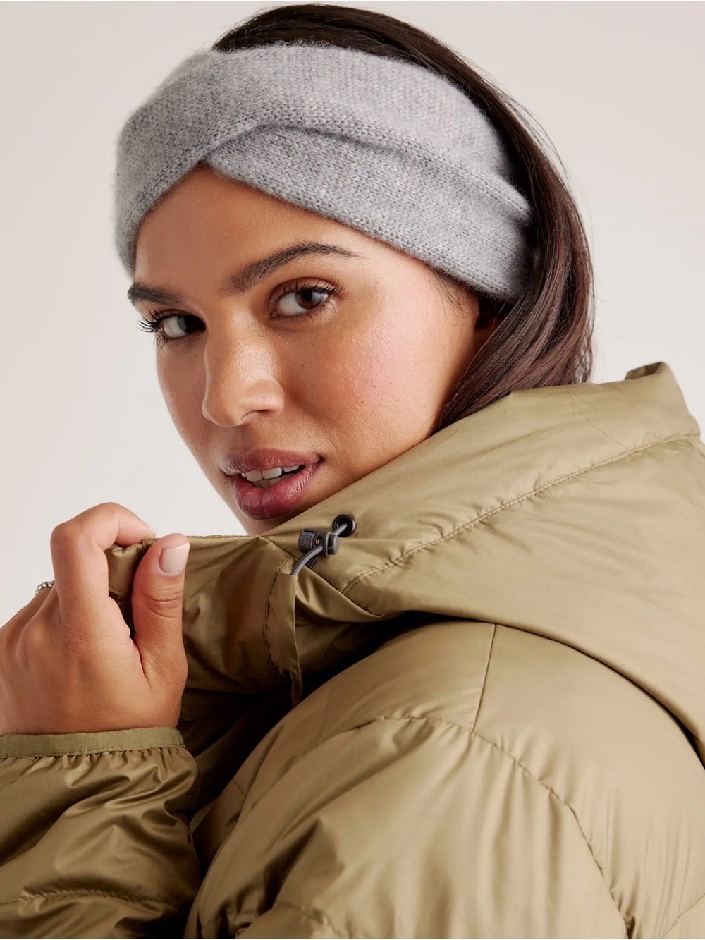 New! Quince Mongolian Cashmere Twist Headband grey